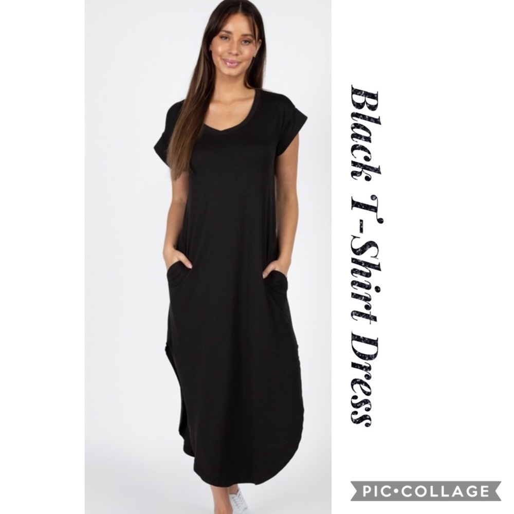 Black Midi T-Shirt Dress